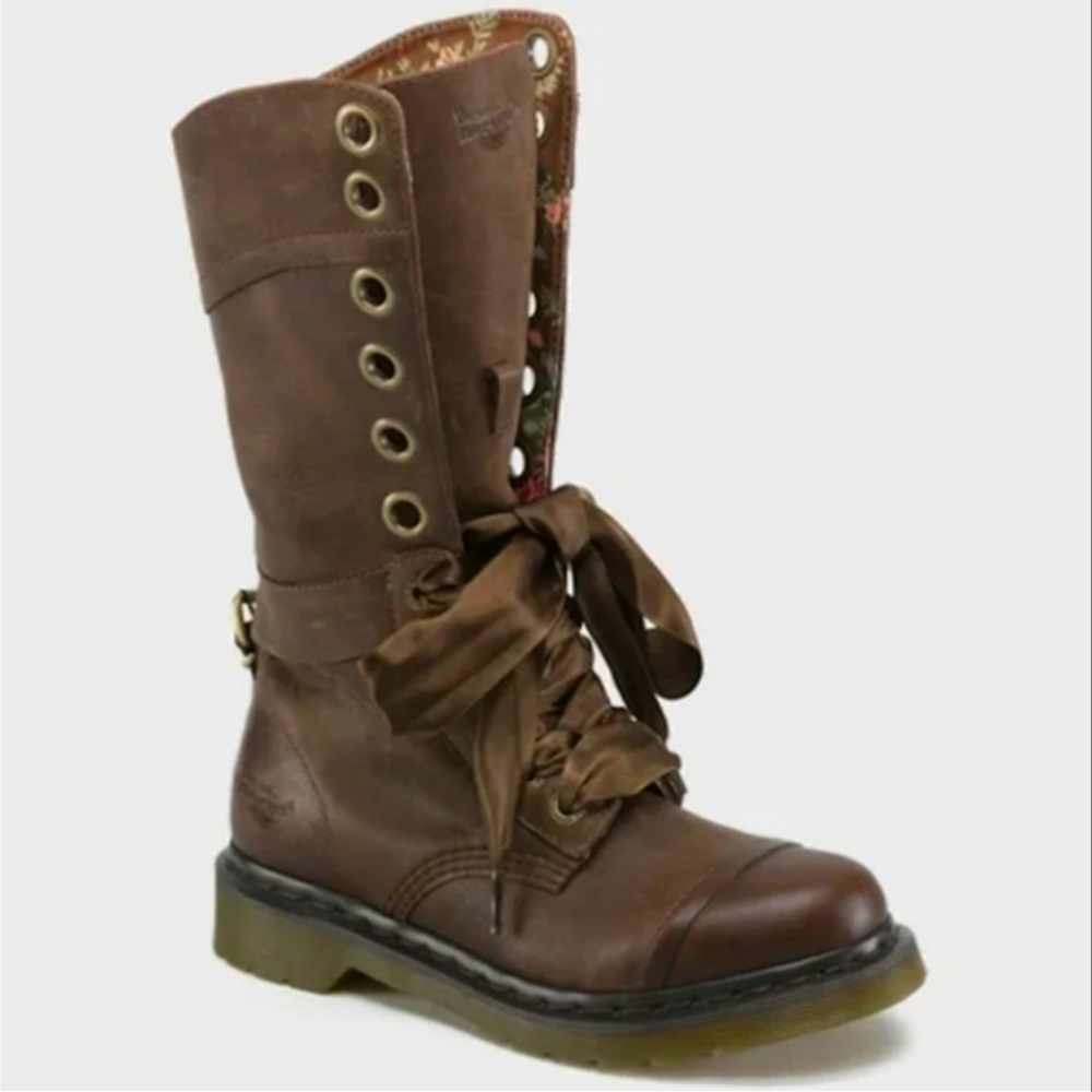 Womens Doc Martens Triumph 1914 Brown Floral Foldover Boots Sz US 9